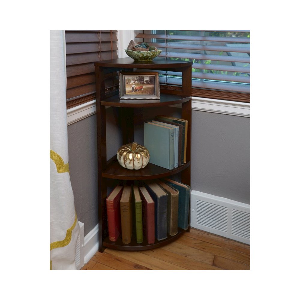 Flip Flop 34" High Corner Folding Bookcase- Mocha Walnut. Picture 4