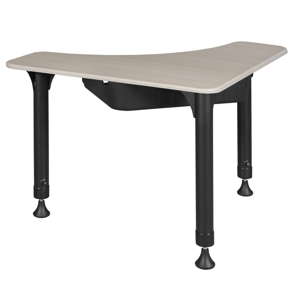 28" Boomerang Height Adjustable School Desk with Book Storage - Maple. Picture 2