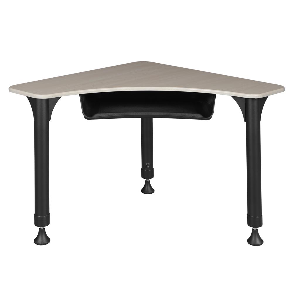 28" Boomerang Height Adjustable School Desk with Book Storage - Maple. Picture 3