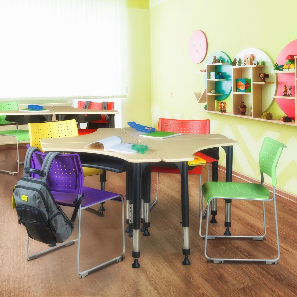 28" Boomerang Height Adjustable School Desk with Book Storage - Maple. Picture 6