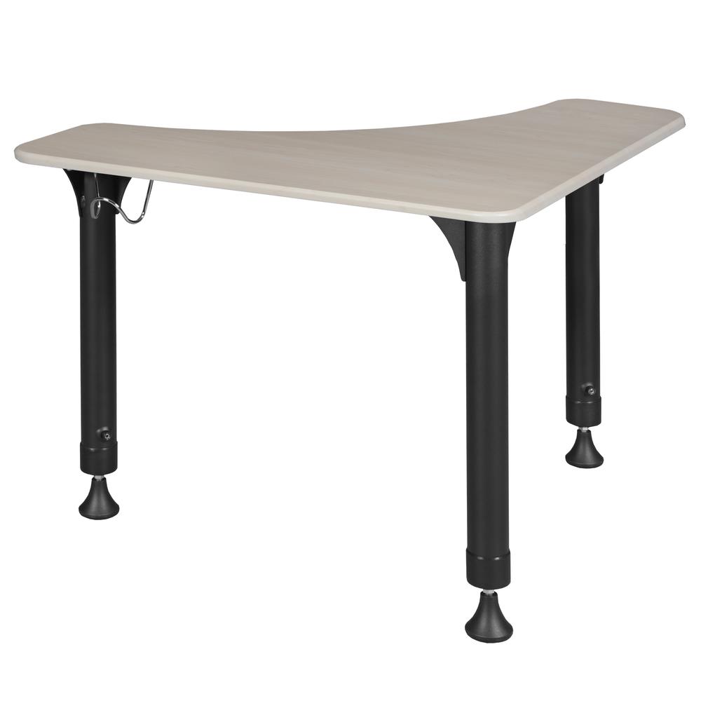 28" Boomerang Height Adjustable School Desk with Book Storage & Backpack Hook - Maple. Picture 2