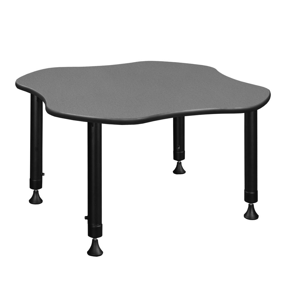 30" Clover Shaped Height Adjustable Classroom Desk- Pewter Frost. Picture 1