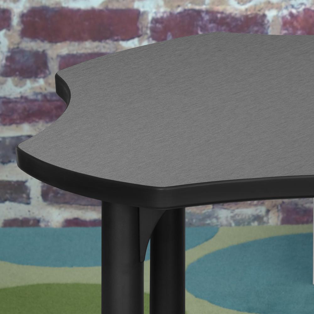 30" Clover Shaped Height Adjustable Classroom Desk- Pewter Frost. Picture 3