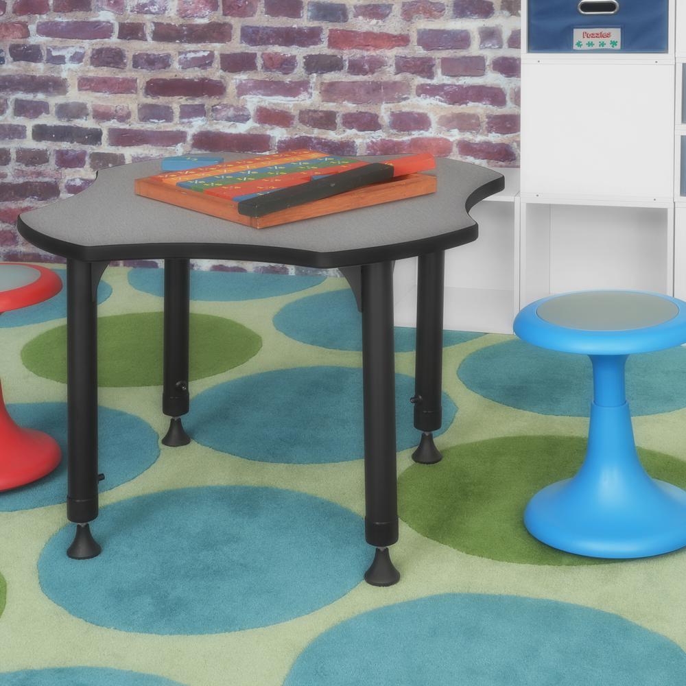 30" Clover Shaped Height Adjustable Classroom Desk- Pewter Frost. Picture 5