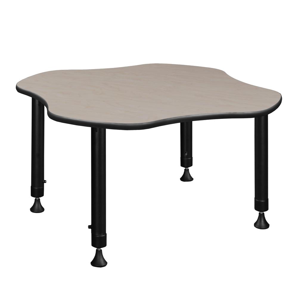 30" Clover Shaped Height Adjustable Classroom Desk- Maple. Picture 1