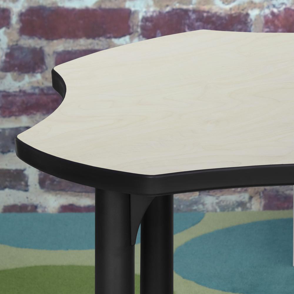 30" Clover Shaped Height Adjustable Classroom Desk- Maple. Picture 3