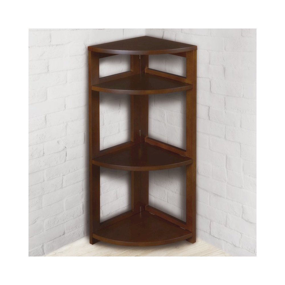 Flip Flop 34" High Corner Folding Bookcase- Mocha Walnut. Picture 3