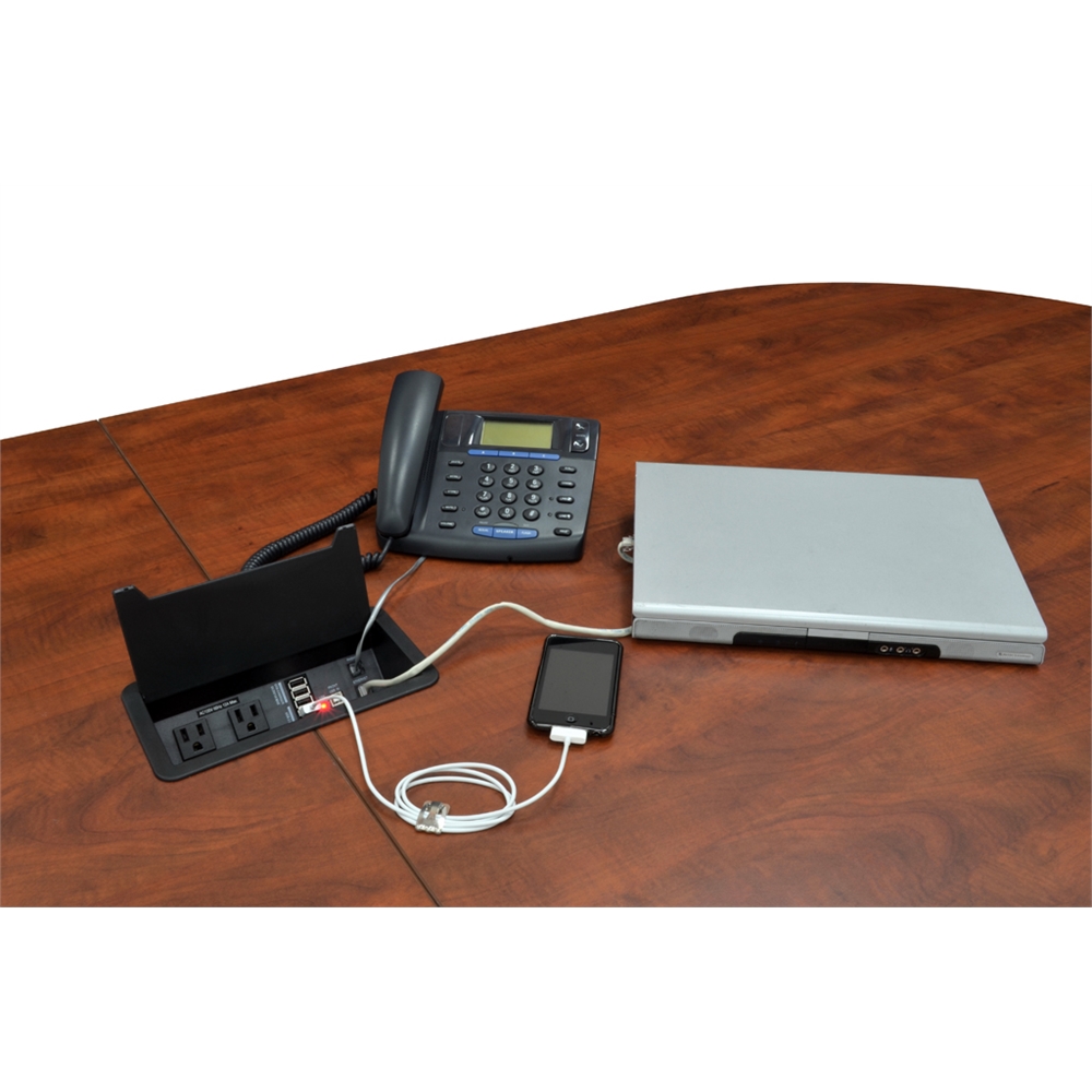 Legacy 144" Modular Racetrack Conference Table with Power Data Grommet- Cherry. Picture 5