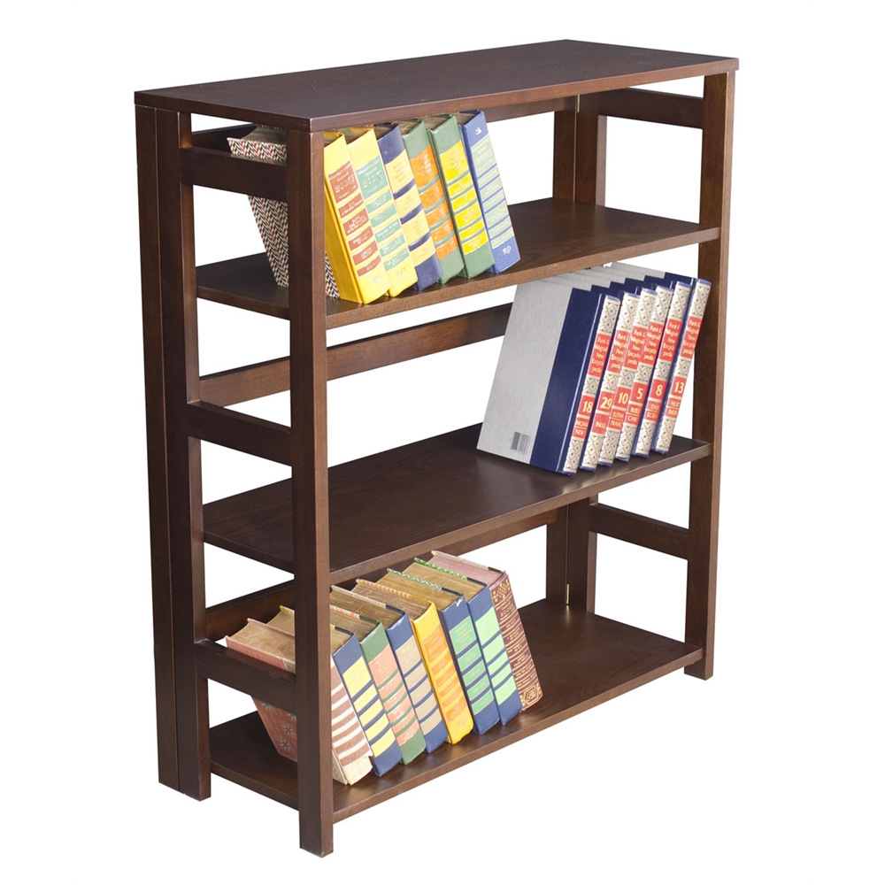 Flip Flop 34" High Folding Bookcase- Mocha Walnut. Picture 3