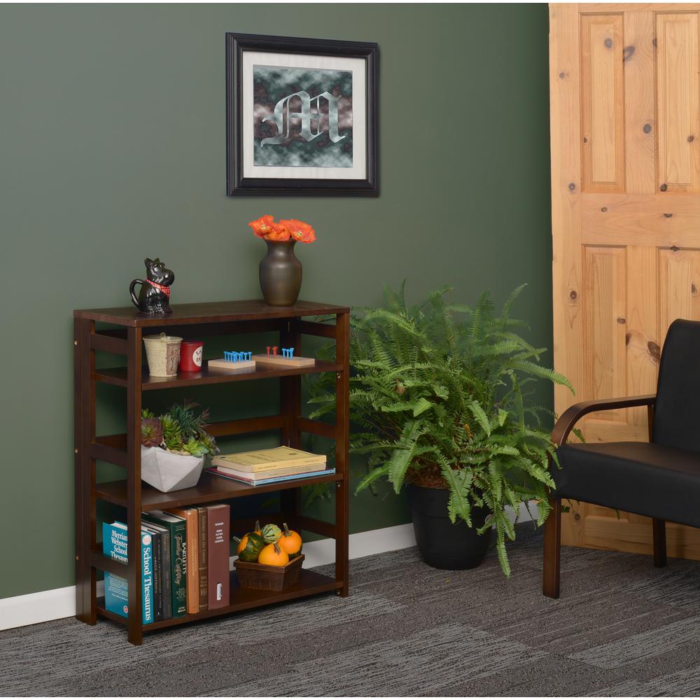 Flip Flop 34" High Folding Bookcase- Mocha Walnut. Picture 2