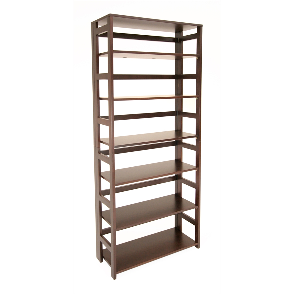 Flip Flop 67" High Folding Bookcase- Mocha Walnut. Picture 1