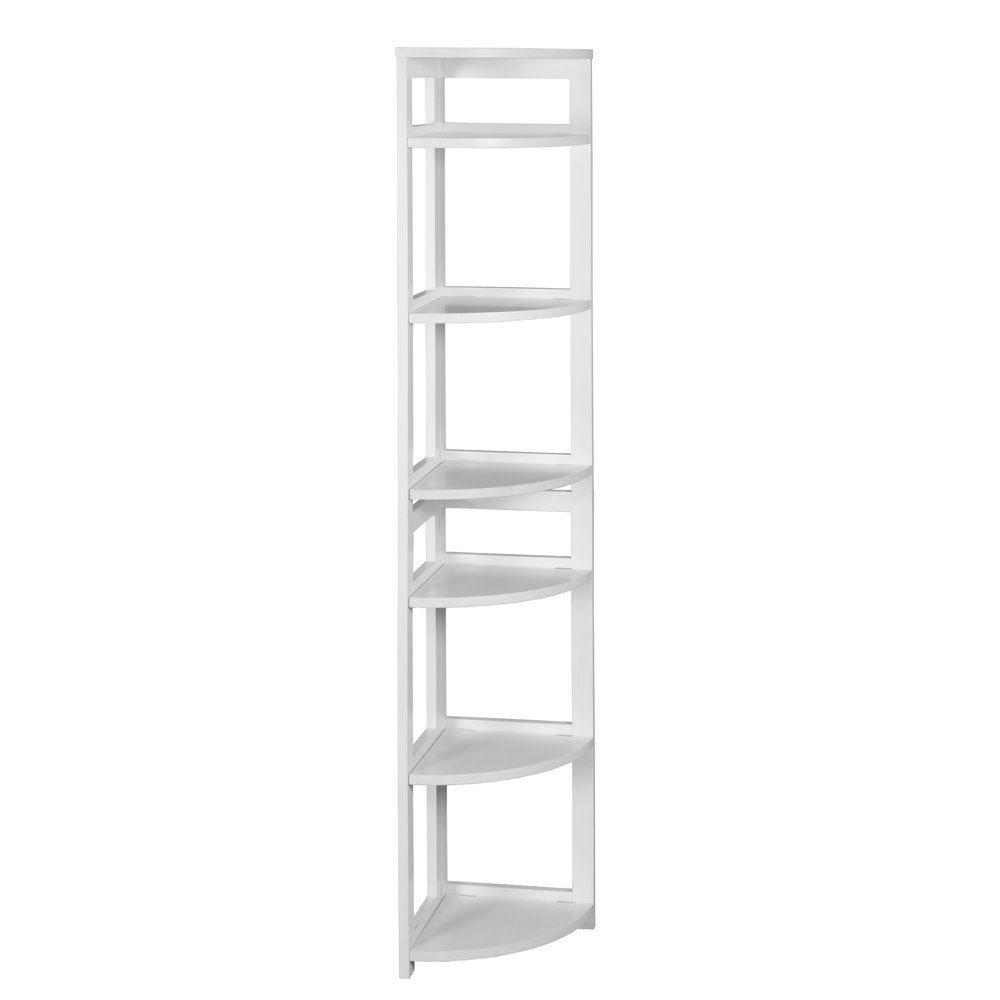 Flip Flop 67" High Corner Folding Bookcase- White. Picture 1