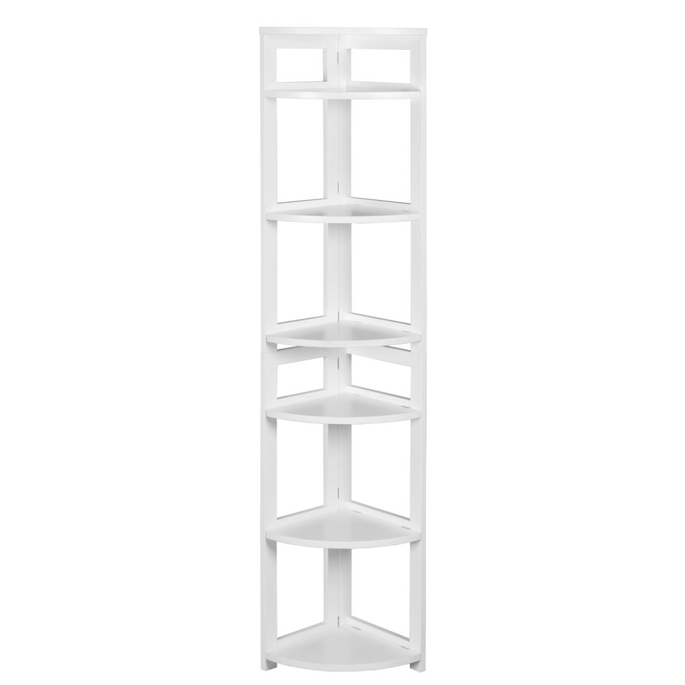 Flip Flop 67" High Corner Folding Bookcase- White. Picture 2