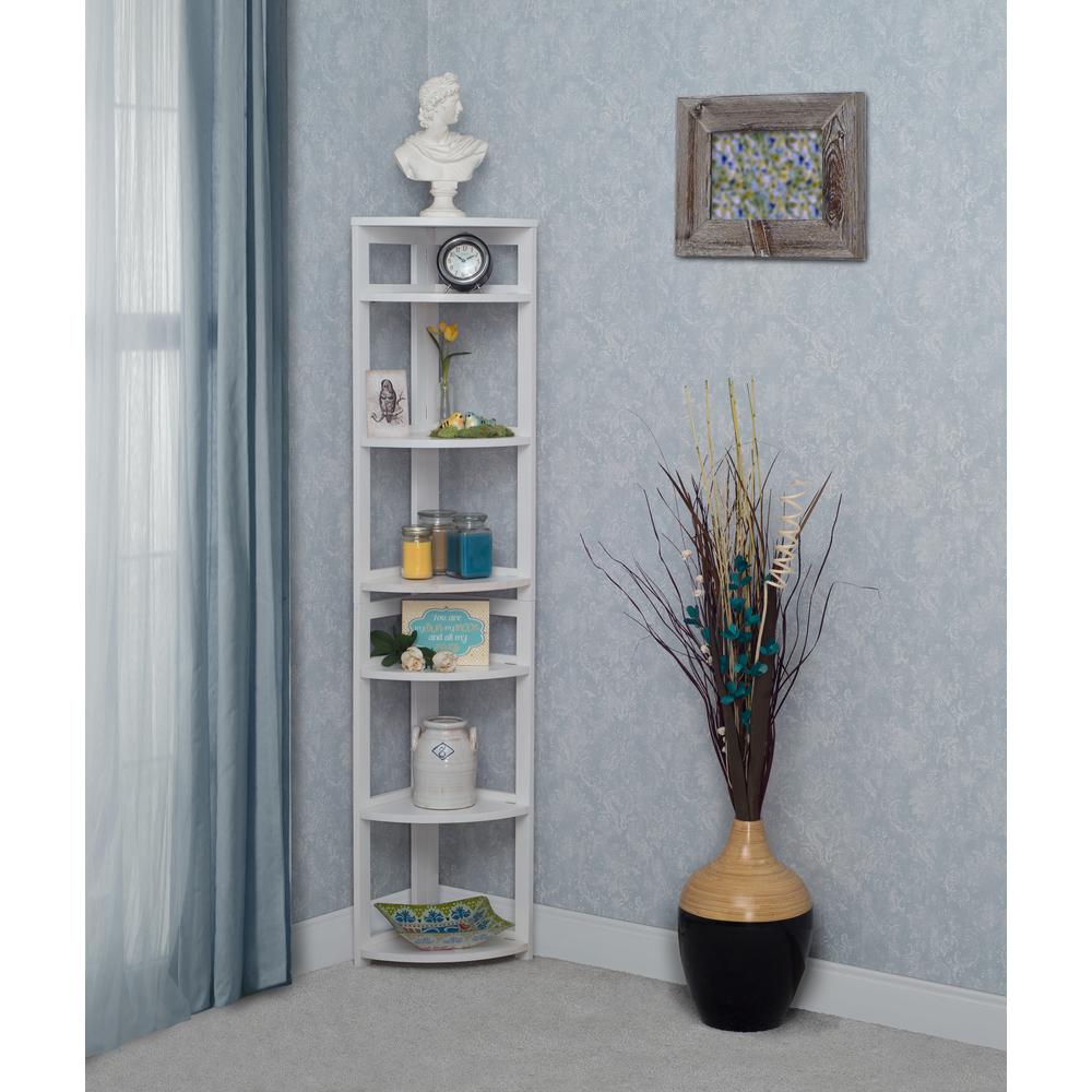Flip Flop 67" High Corner Folding Bookcase- White. Picture 4