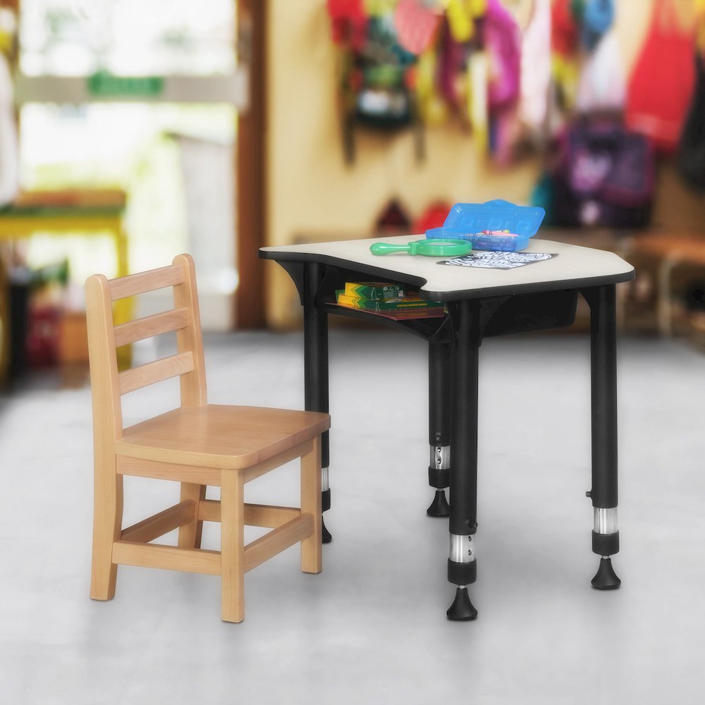 26x24 Height Adjustable Student Student Activity Desk with Book Storage- Maple. Picture 9