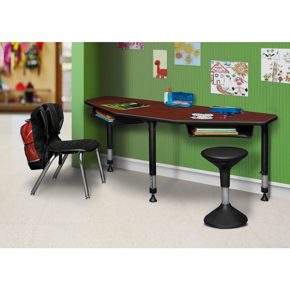 60 in 2 Student Classroom Desk with Book Storage- Cherry. Picture 4