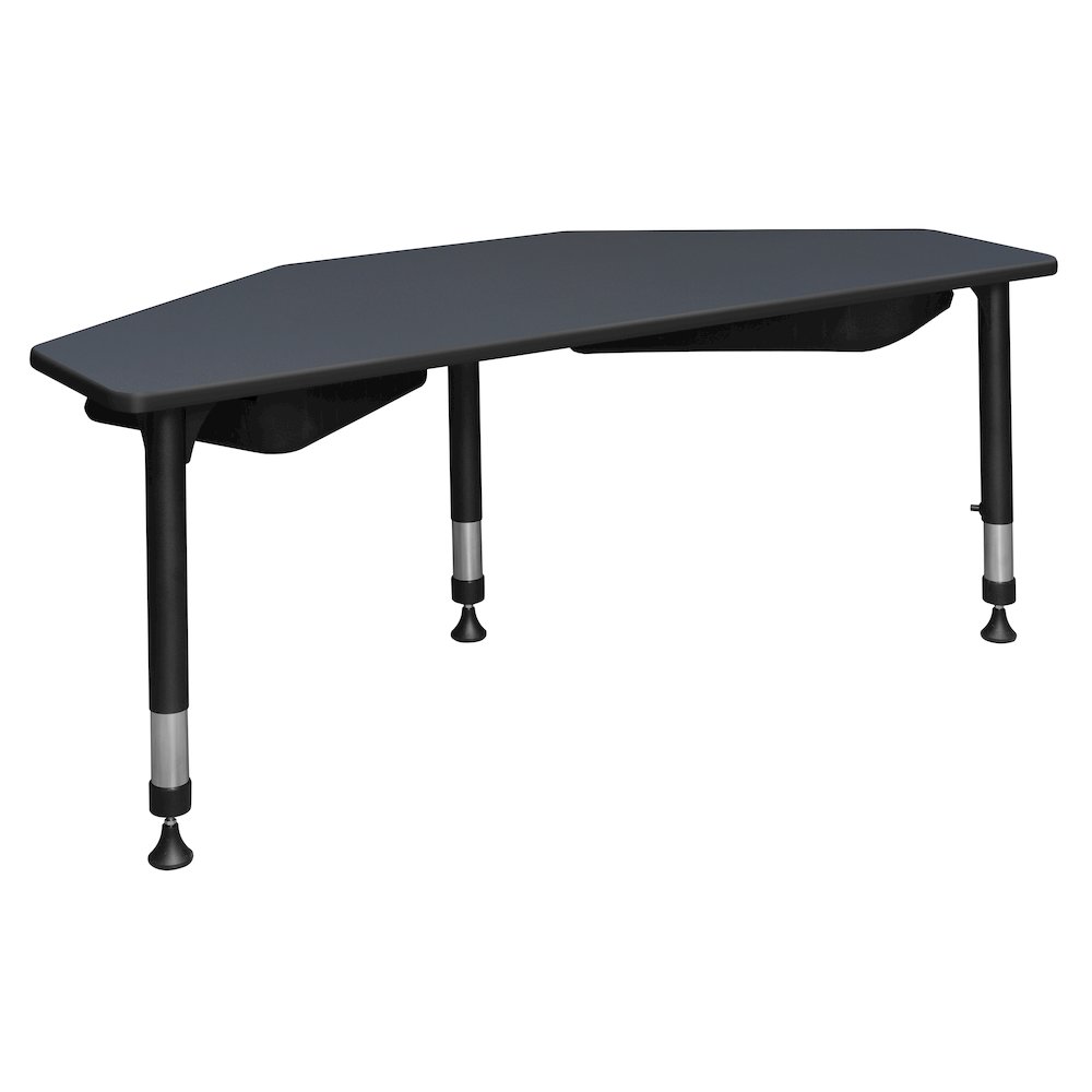 60 in 2 Student Classroom Desk with Book Storage- Grey. Picture 2