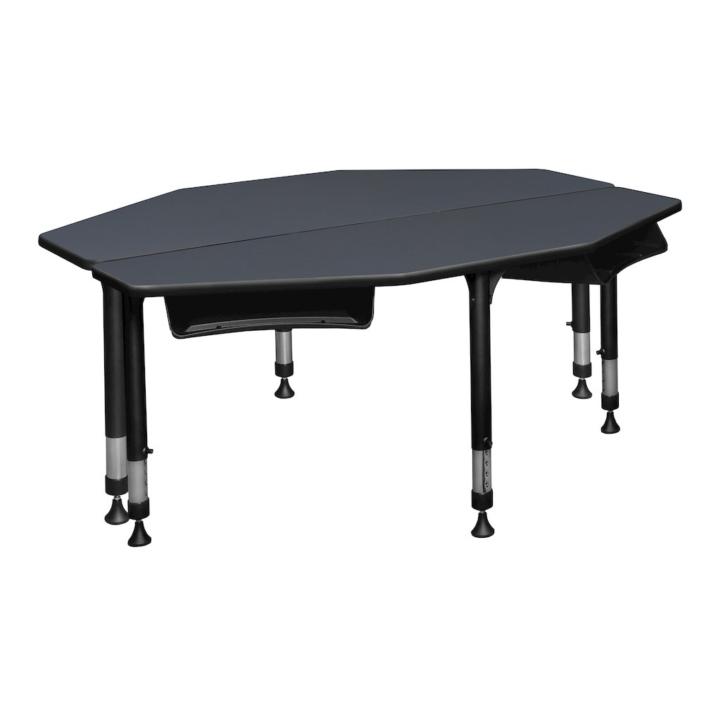 60 in 2 Student Classroom Desk with Book Storage- Grey. Picture 3