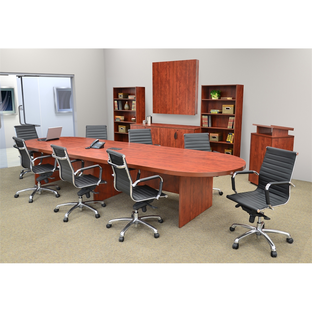 Legacy 144" Modular Racetrack Conference Table with Power Data Grommet- Mahogany. Picture 6