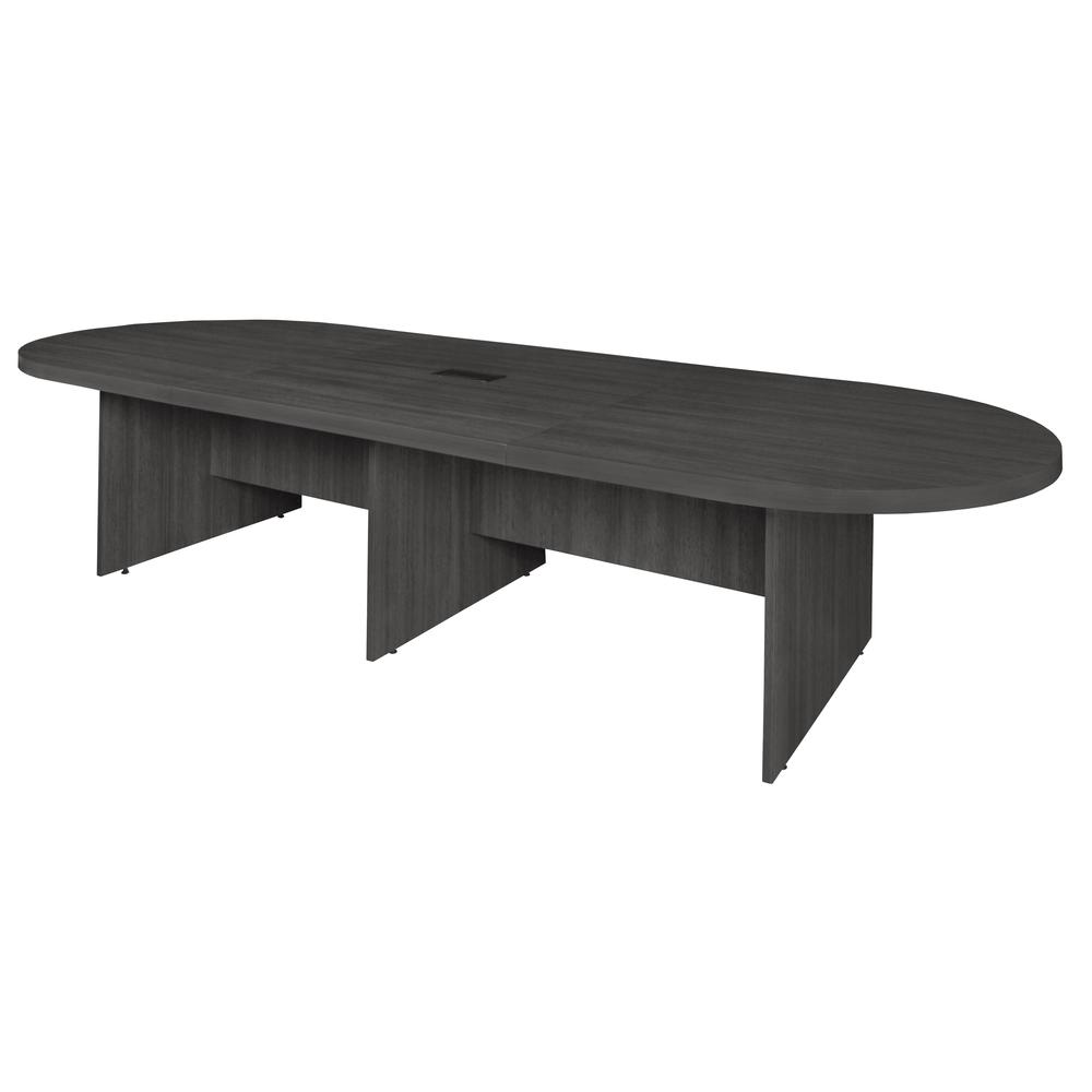 Legacy 168" Modular Racetrack Conference Table with Power Data Grommet- Ash Grey. Picture 1