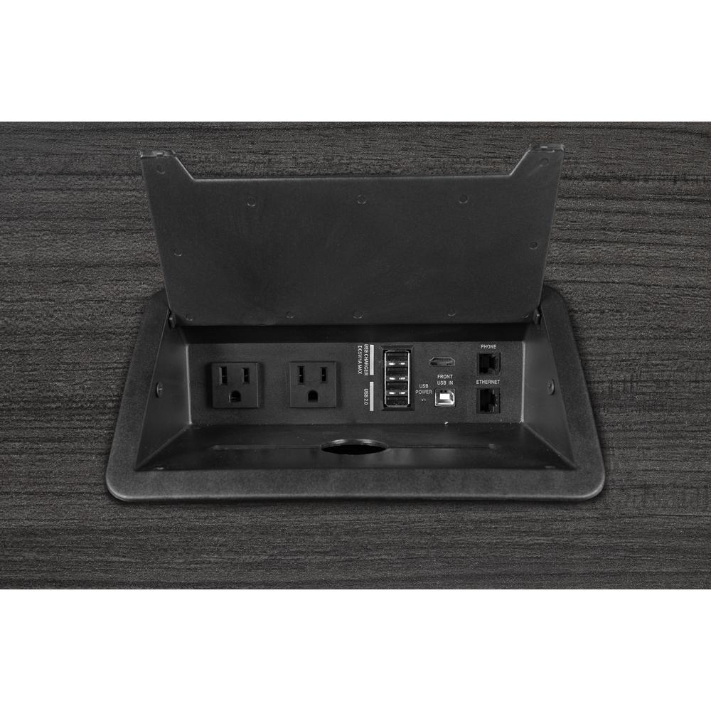 Legacy 168" Modular Racetrack Conference Table with Power Data Grommet- Ash Grey. Picture 4