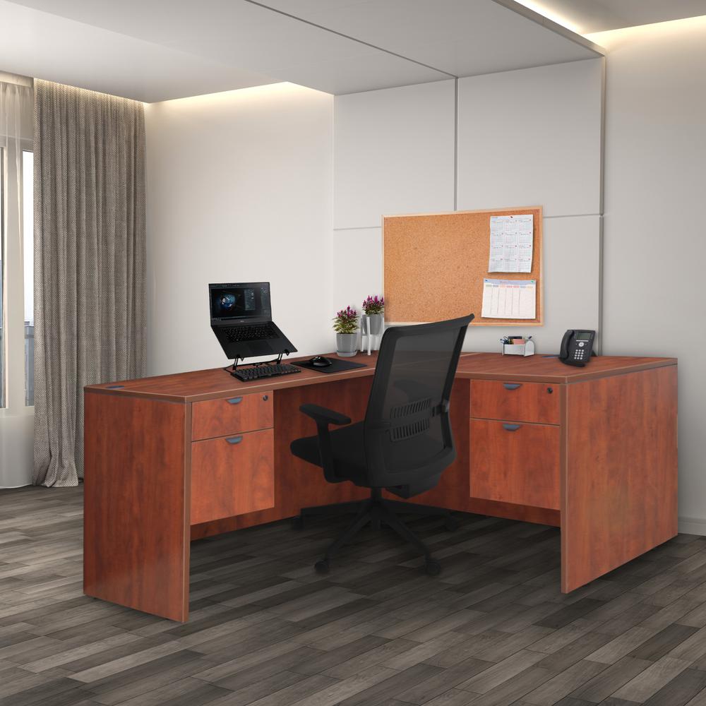 Legacy 60" Double Pedestal L-Desk with 35" Return- Cherry. Picture 6