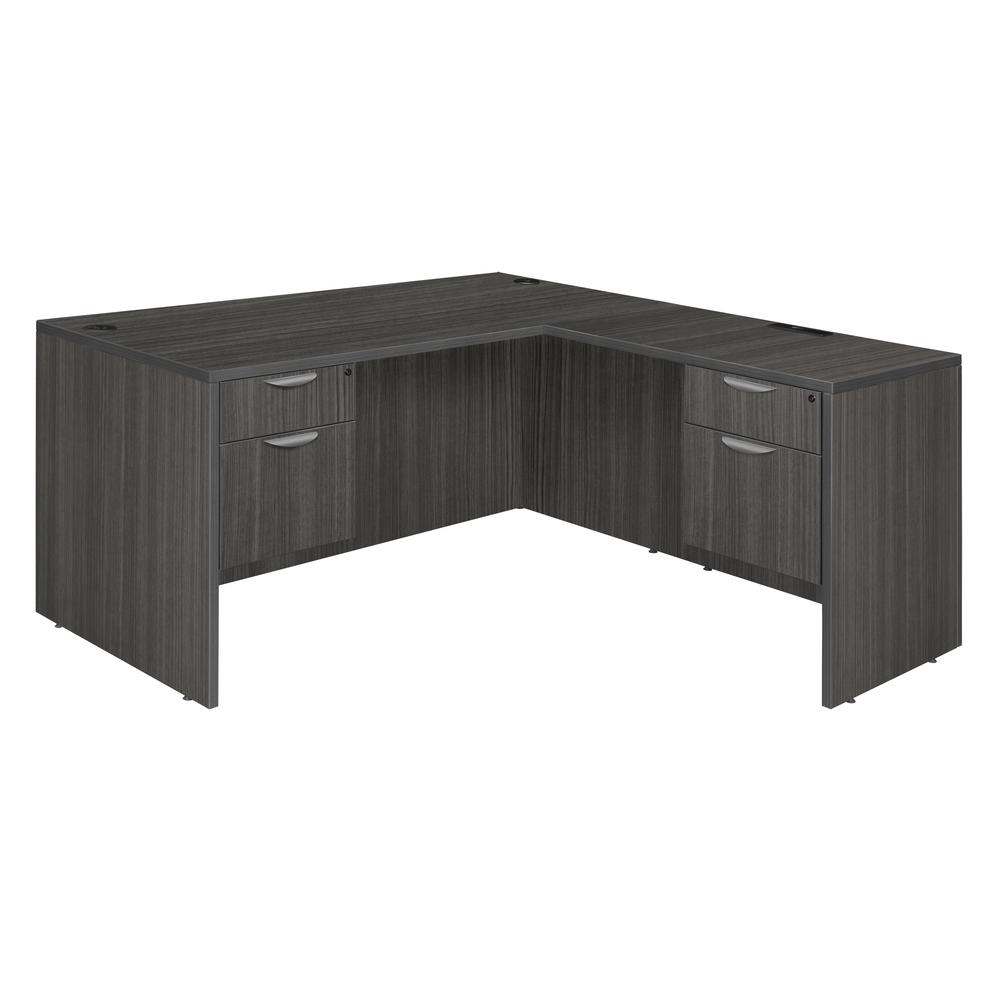 Legacy 66" Double Pedestal L-Desk with 35" Return- Ash Grey. Picture 1