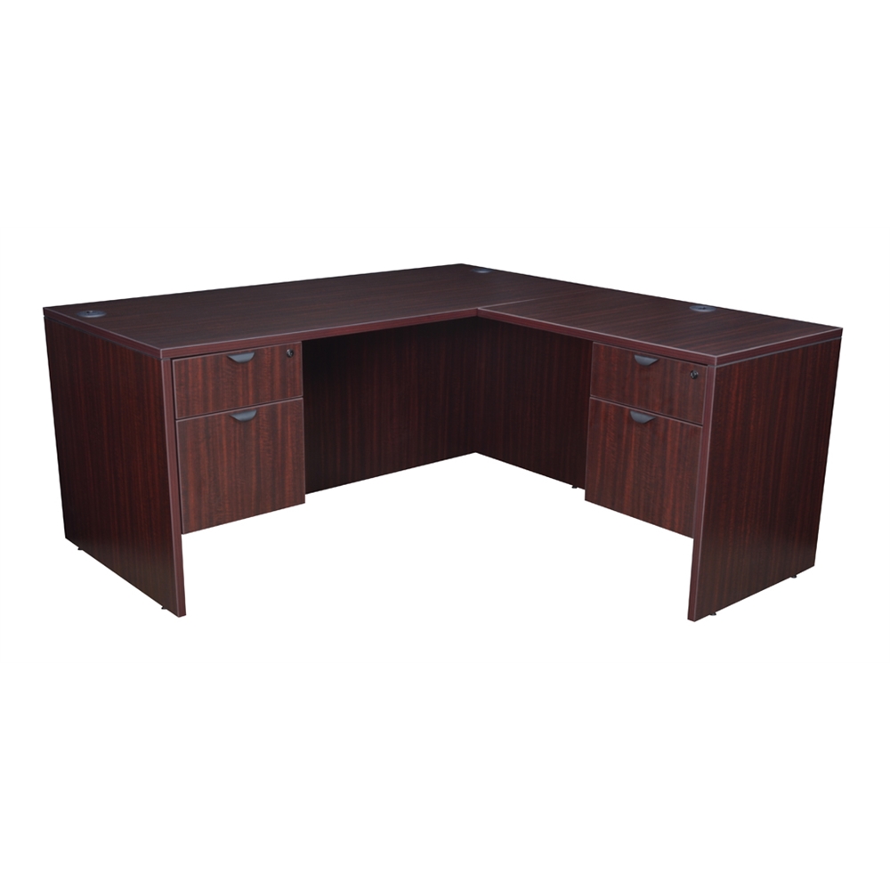 Legacy 71" Double Pedestal L-Desk with 47" Return- Mahogany. Picture 1