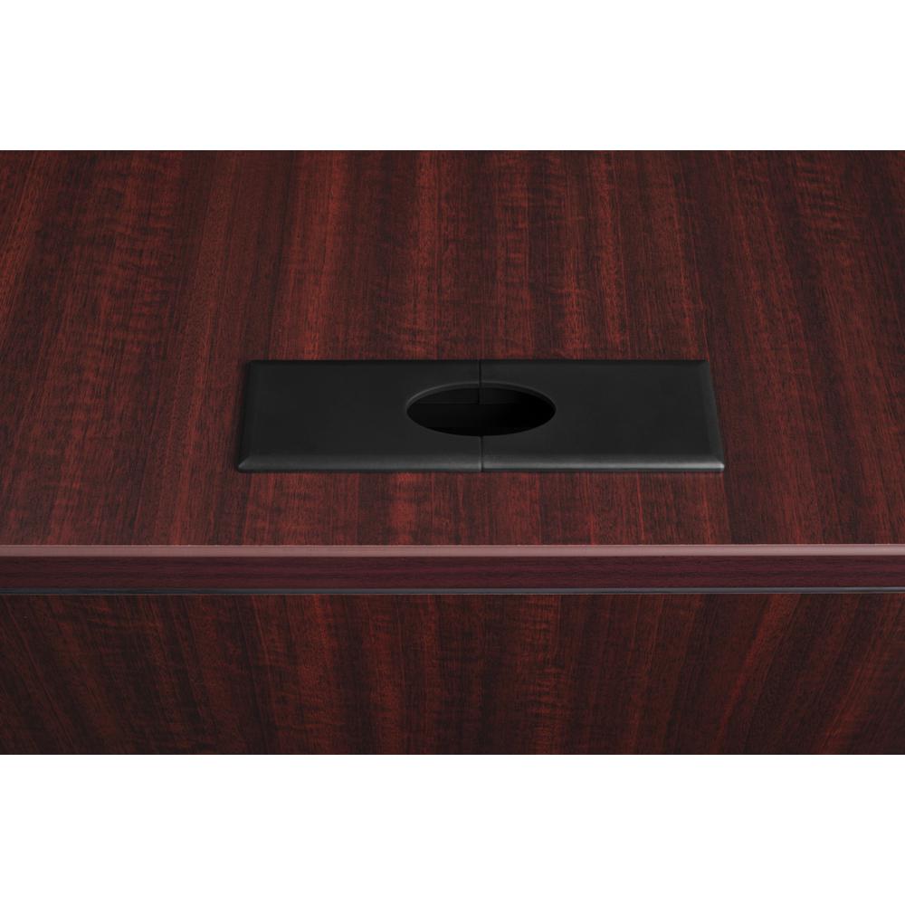 Legacy 60" Double Full Pedestal L-Desk with 35" Return- Mahogany. Picture 4