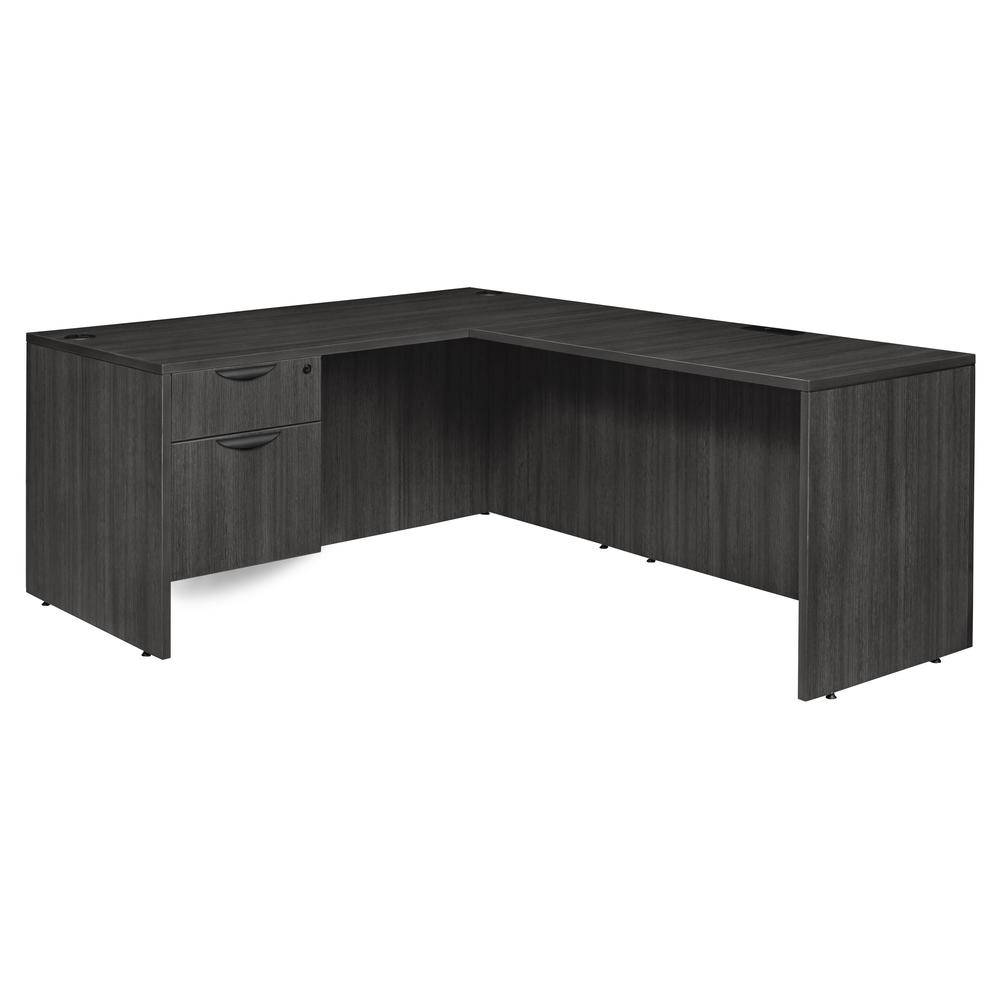 Legacy 60" Single Pedestal L-Desk with 47" Return- Ash Grey. Picture 1
