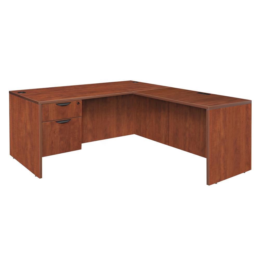 Legacy 66" Single Pedestal L-Desk with 47" Return- Cherry. Picture 1