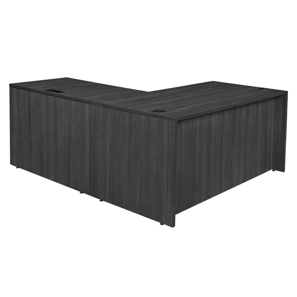 Legacy 71" Single Pedestal L-Desk with 35" Return- Ash Grey. Picture 2