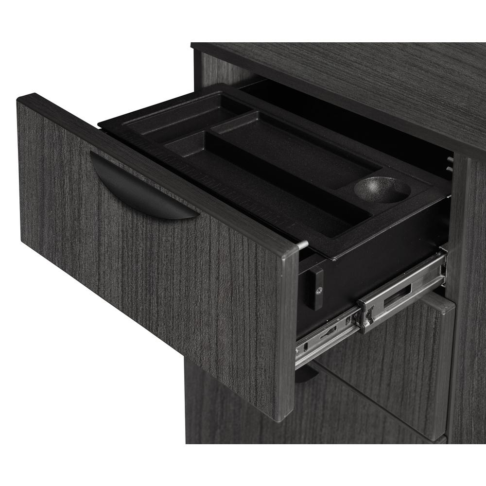 Legacy 60" Single Full Pedestal L-Desk with 47" Return- Ash Grey. Picture 6