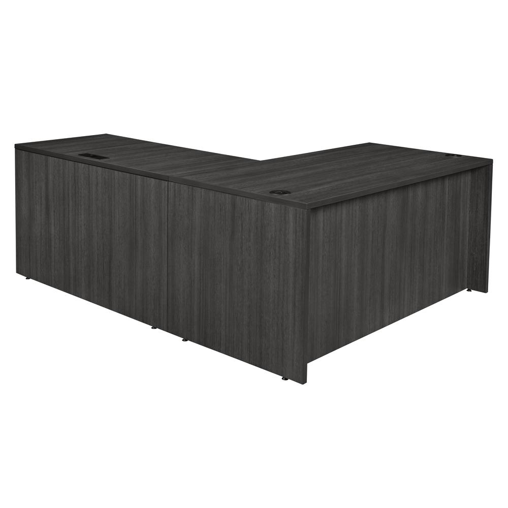 Legacy 66" Single Full Pedestal L-Desk with 47" Return- Ash Grey. Picture 3