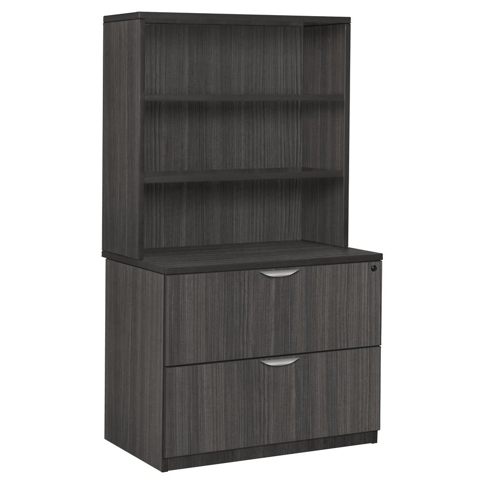 Legacy Lateral File with Open Hutch- Ash Grey. Picture 1
