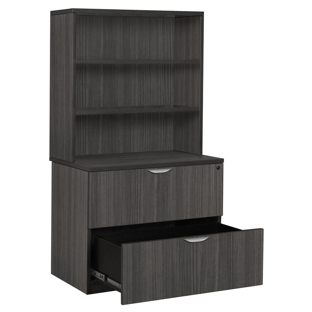 Legacy Lateral File with Open Hutch- Ash Grey. Picture 3