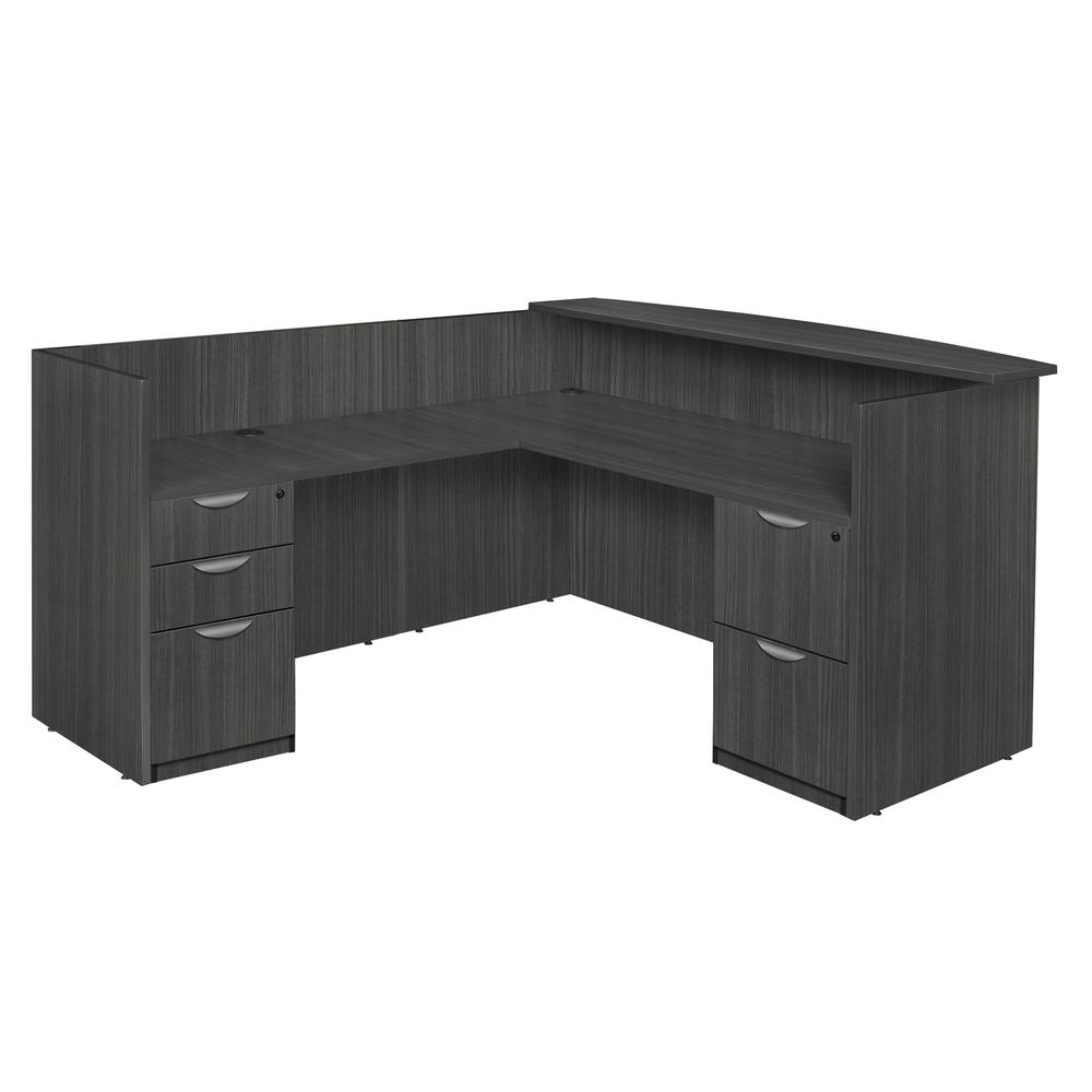 Legacy Double Full Pedestal Reception Desk- Ash Grey. Picture 1