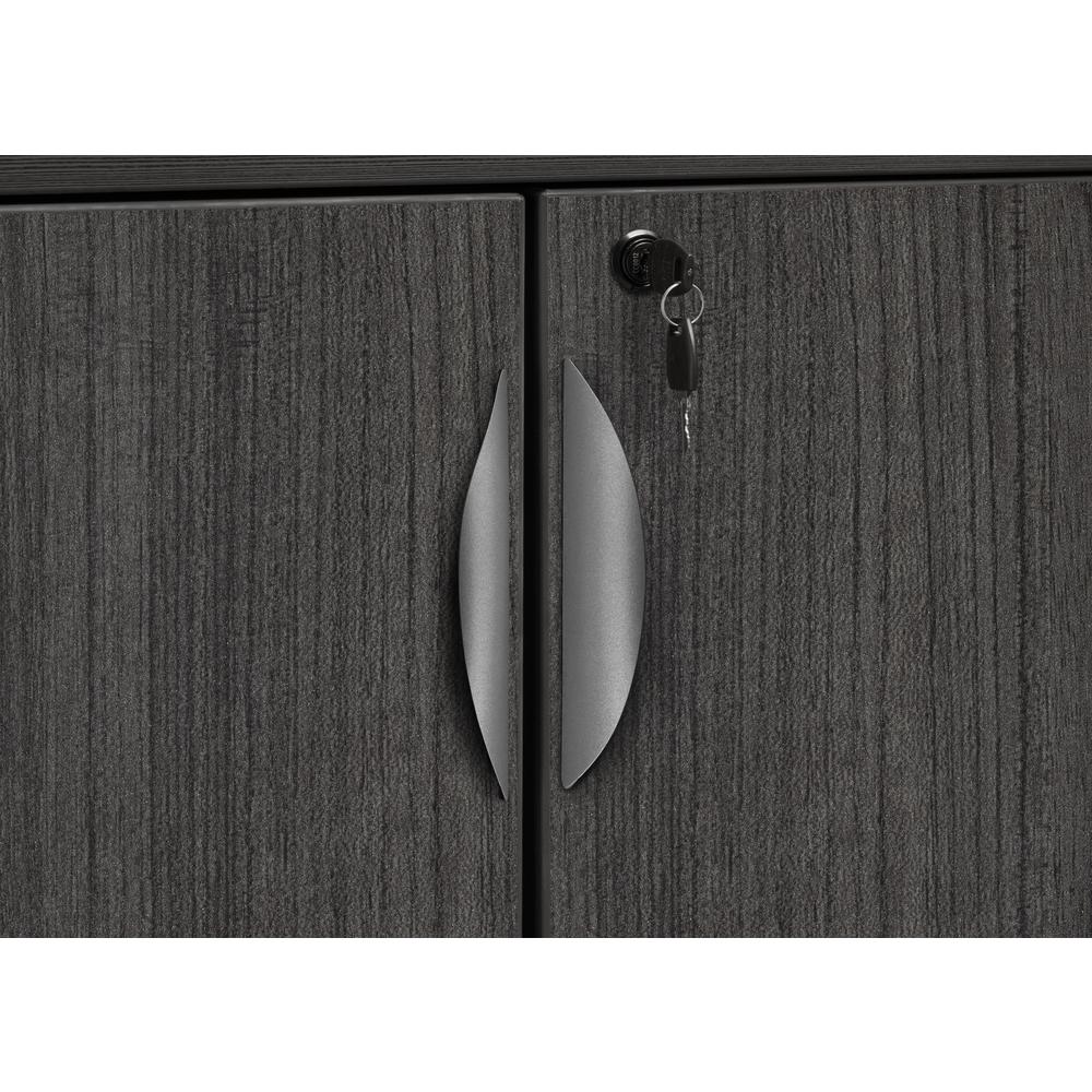 Legacy Stand Up 2 Storage Cabinet/ 2 Lateral File Quad with Bookcase End- Ash Grey. Picture 5