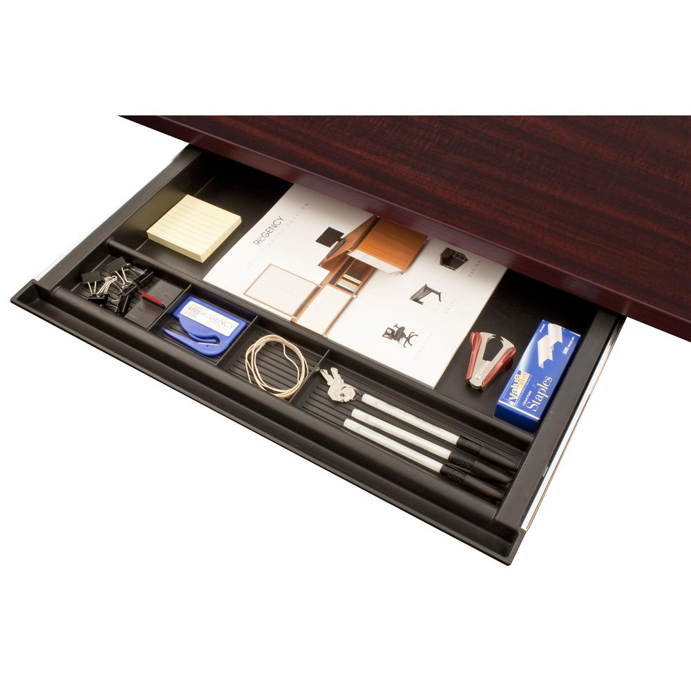 Legacy 42" Single Pedestal Desk with Pencil Drawer- Mahogany. Picture 5