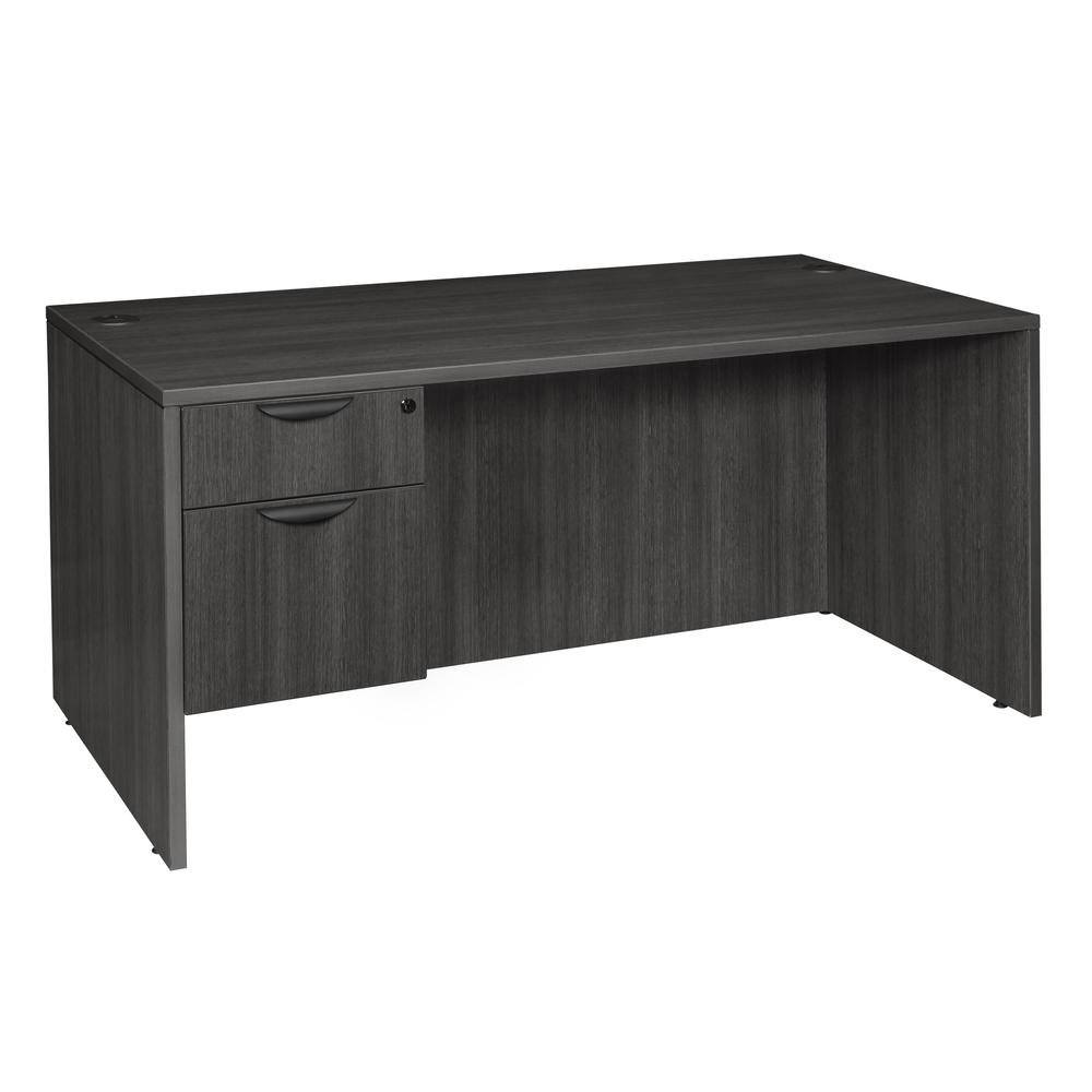 Legacy 60" Single Pedestal Desk- Ash Grey. Picture 1