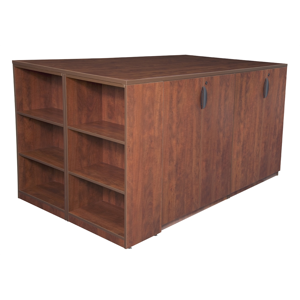 Legacy Stand Up 2 Storage Cabinet/ 2 Lateral File Quad with Bookcase End- Cherry. Picture 3
