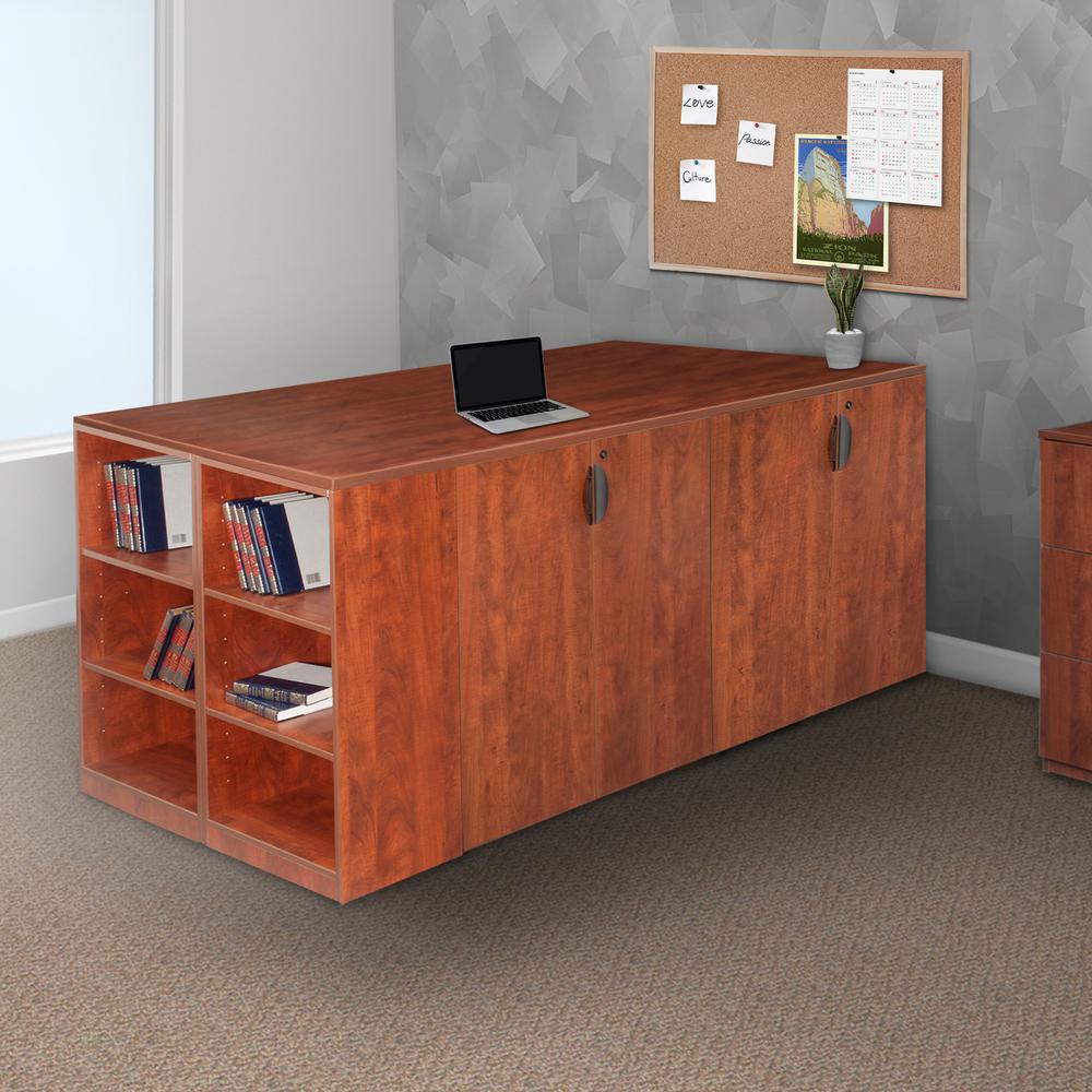 Legacy Stand Up Storage Cabinet Quad with Bookcase End- Cherry. Picture 6