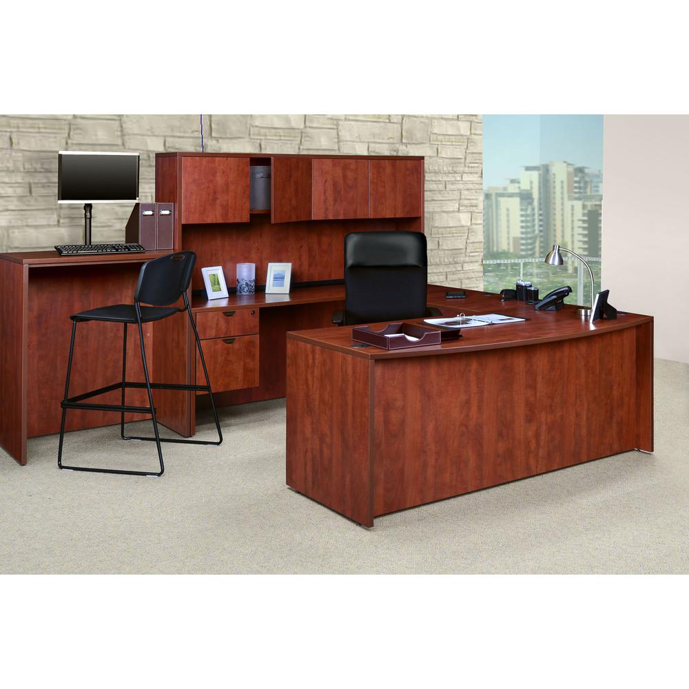 Legacy 71" Double Pedestal U-Desk with 47" Bridge- Cherry. Picture 2