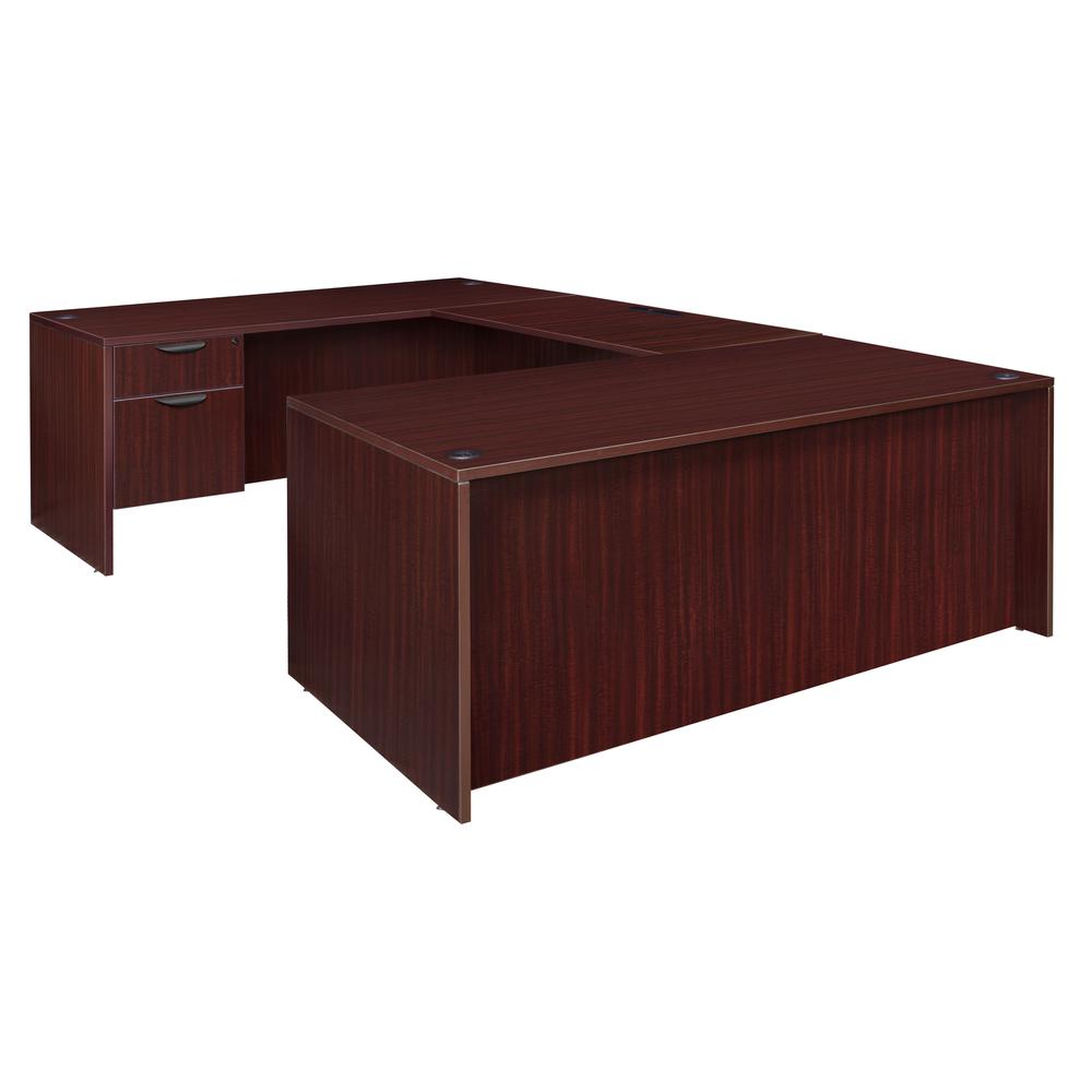 Legacy 71" Single Pedestal U-Desk- Mahogany. Picture 1