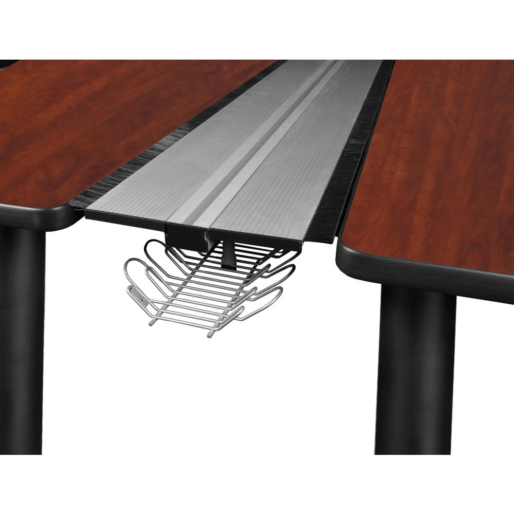 Kee 60" x 24" Double Benching System with Privacy Divider- Cherry/ Black. Picture 2