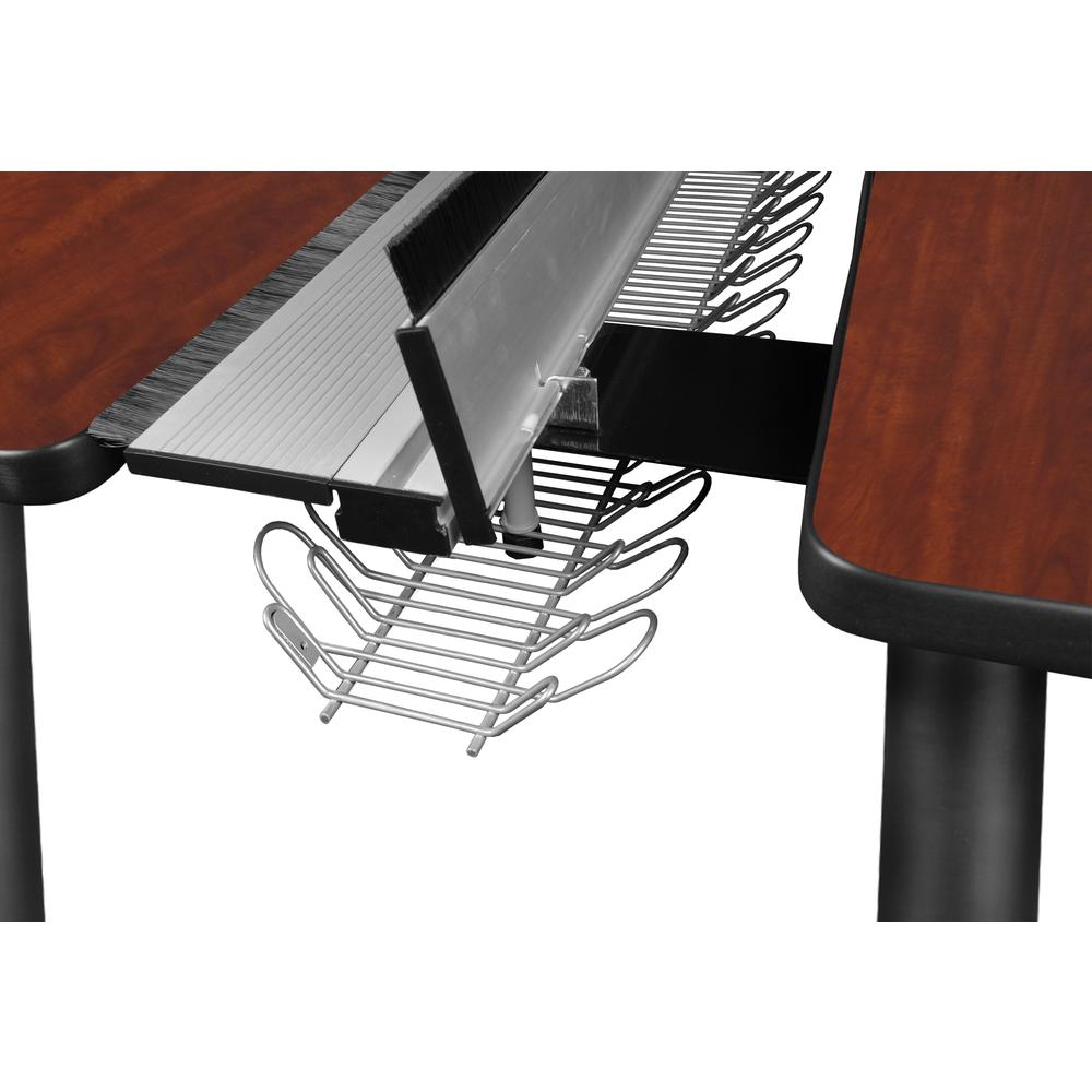 Kee 60" x 24" Double Benching System with Privacy Divider- Cherry/ Black. Picture 3