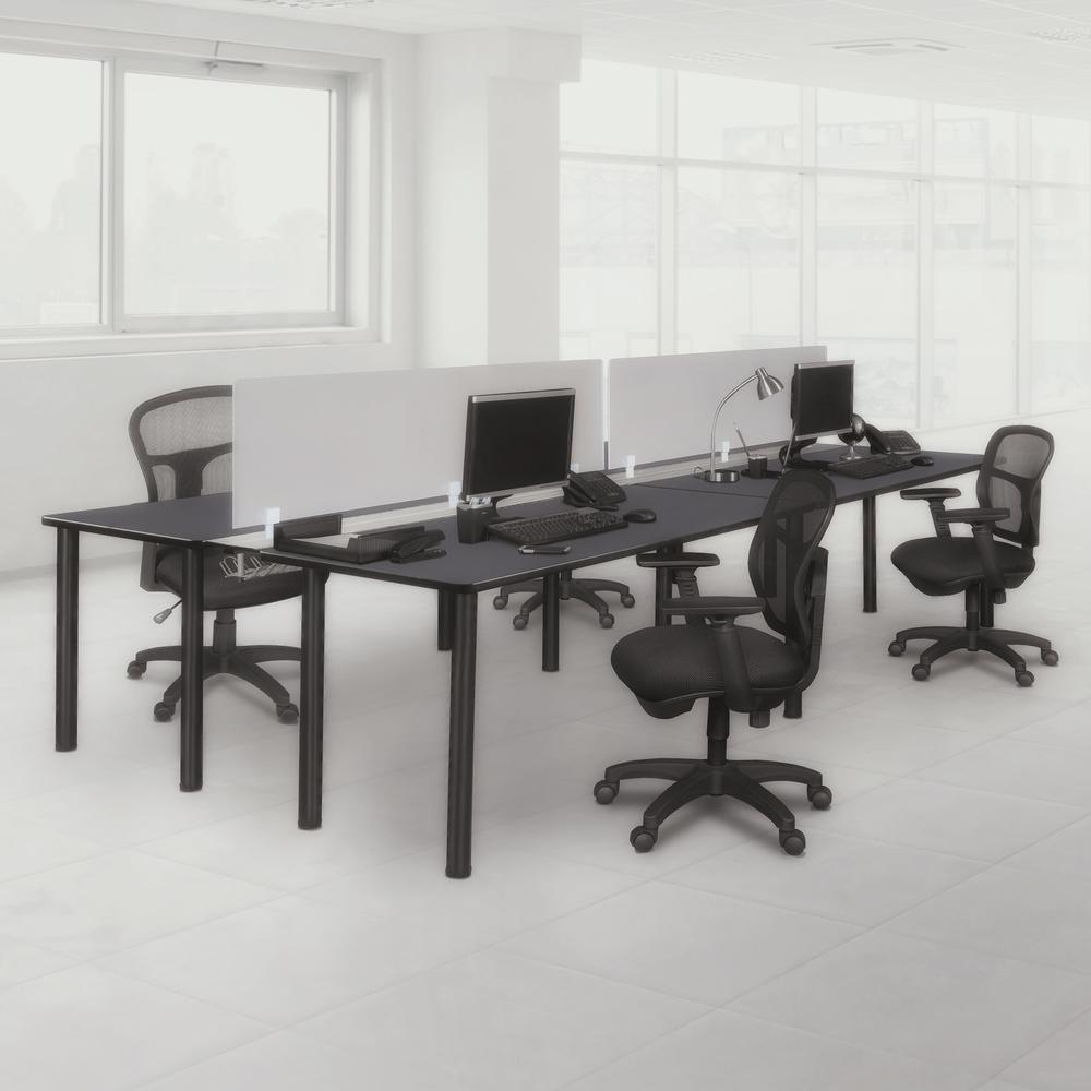 Kee 60" x 24" Double Benching System with Privacy Divider- Grey/ Black. Picture 6