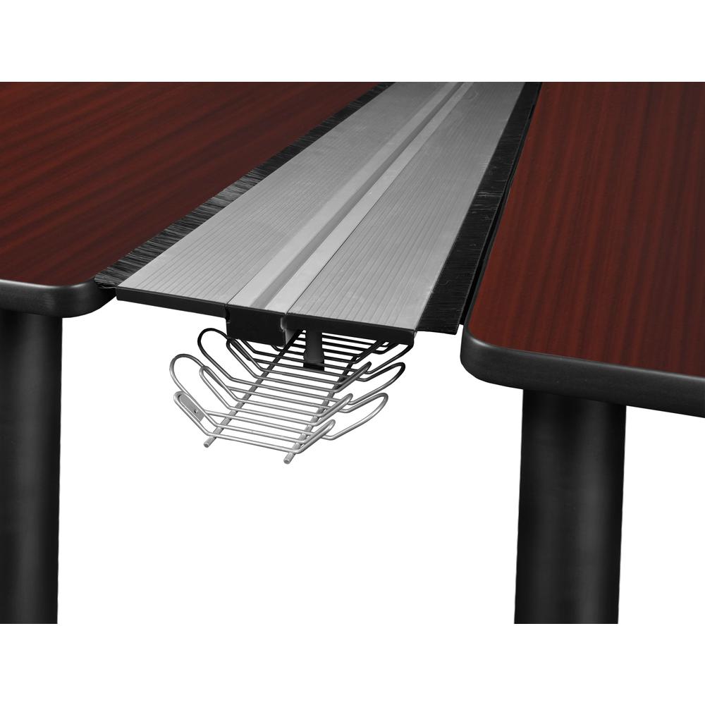 Kee 60" x 24" Double Benching System with Privacy Divider- Mahogany/ Black. Picture 2