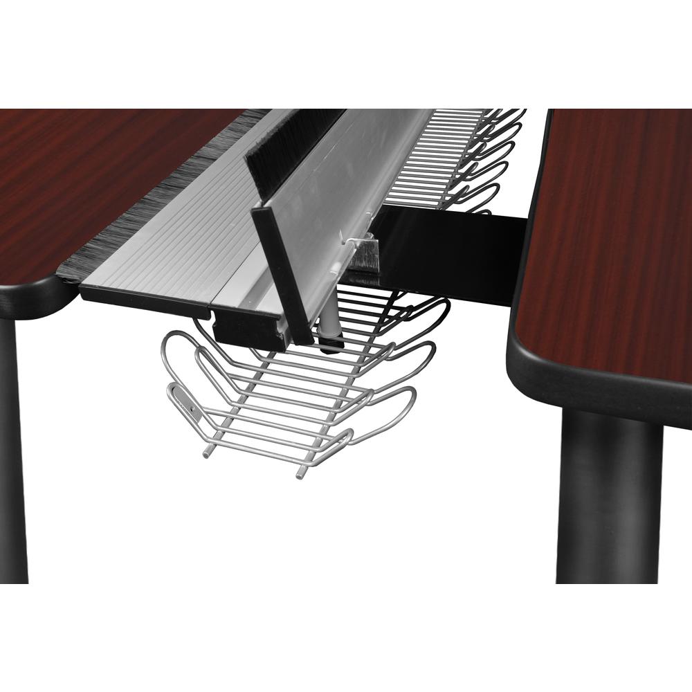 Kee 60" x 24" Double Benching System with Privacy Divider- Mahogany/ Black. Picture 3