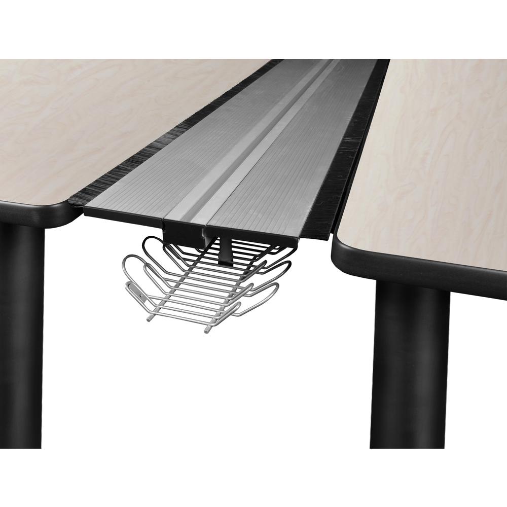 Kee 60" x 24" Double Benching System with Privacy Divider- Maple/ Black. Picture 2